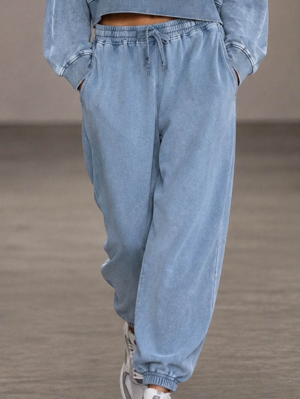 Lazy Sunday Blue Washed Cotton Jogger Pants Size L NWOT